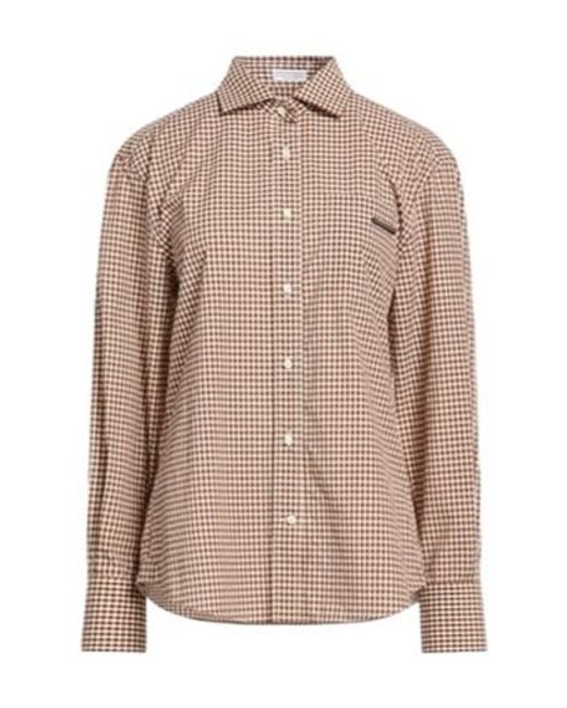 Brunello Cucinelli Brown Patterned Shirts Blouses