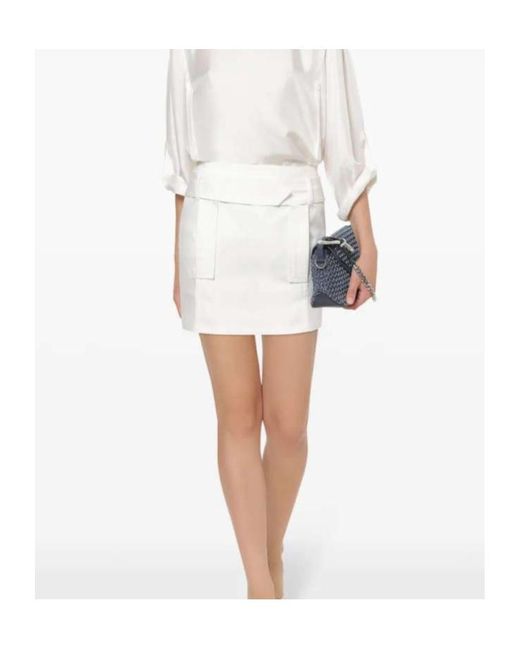 Alberta Ferretti White Belt Loop Skirt