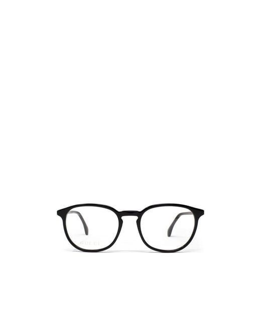 Gucci White Eyewear Round Frame Glasses for men