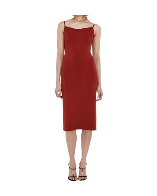 Ferragamo Red Knitted Slip Dress