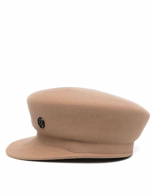 Maison Michel Brown Logo Plaque Bakerboy Cap