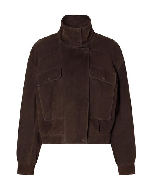 Nour Hammour Brown Long-Sleeved Leather Jacket