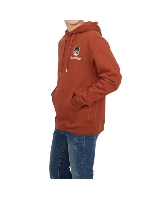 Barbour Orange Logo-Embroidered Cotton Hoodie for men