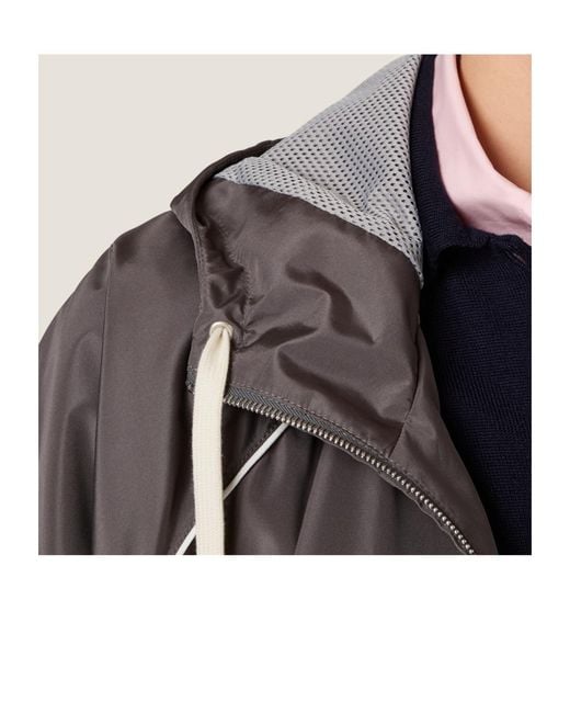 Miu Miu Gray Technical Silk Zipper Blouson Jacket
