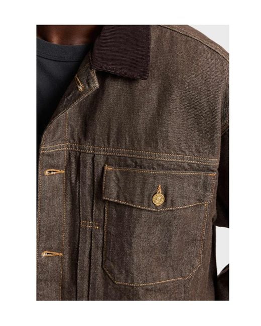 7 For All Mankind Brown Corduroy-Collar Denim Jacket for men