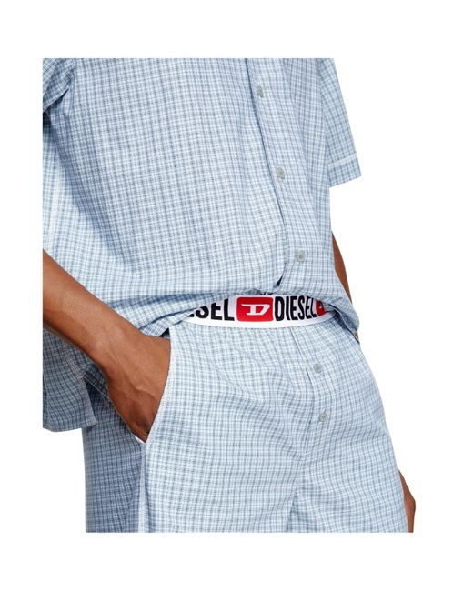 DIESEL Blue Rafael Check-Print Loungewear Set for men