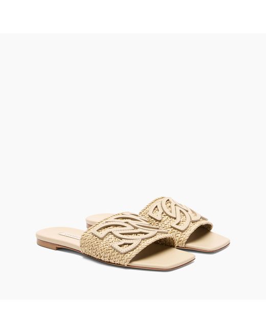 Casadei Metallic Woven-Strap Flat Sandals