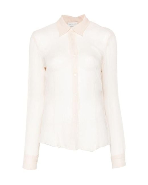 Dries Van Noten White Cloudy Sheer Shirt