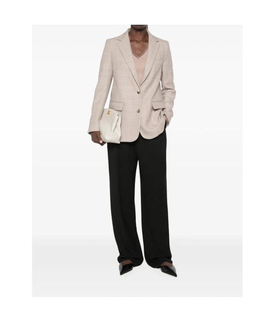 Fabiana Filippi Natural Checked-Pattern Single-Breasted Blazer