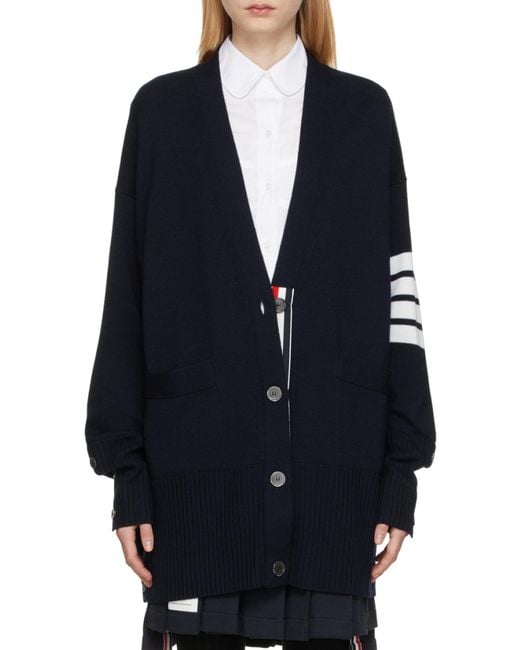 Thom Browne Blue 4-Bar Stripe Cardigan