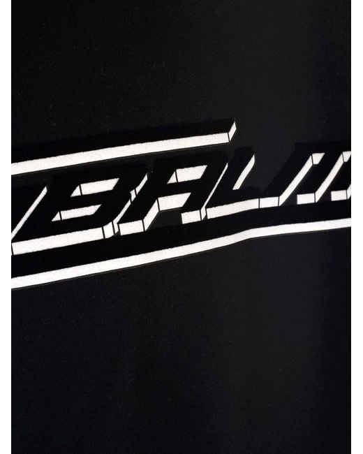 Balmain Black Flocked Cotton T-Shirt With Logo Print for men