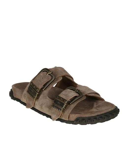 Ash Brown Round-Toe Slippers