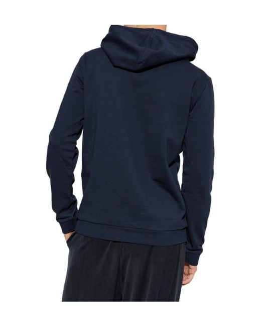 EA7 Blue Logo-Print Drawstring Hoodie for men