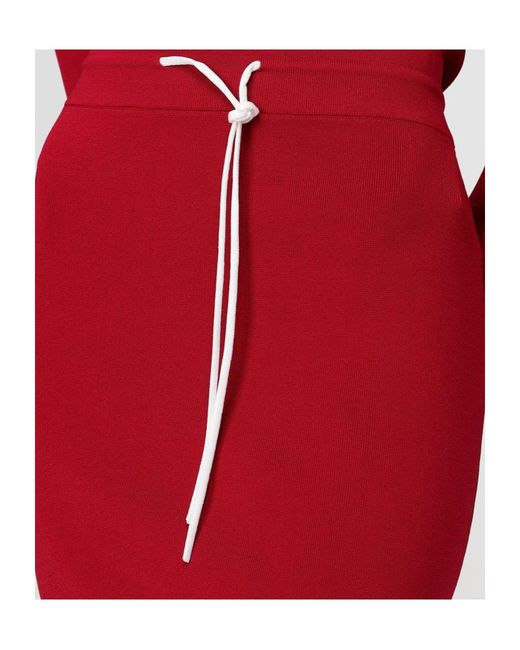 Patrizia Pepe Red Drawstring Knitted Skirt