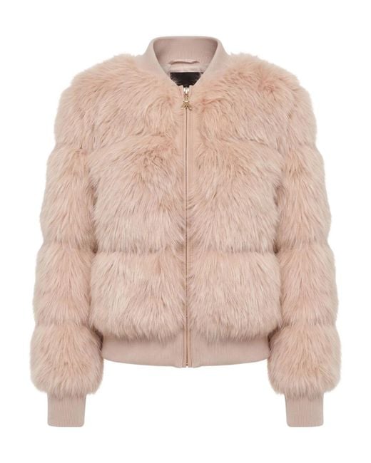 Patrizia Pepe Pink Faux-Fur Bomber Jacket