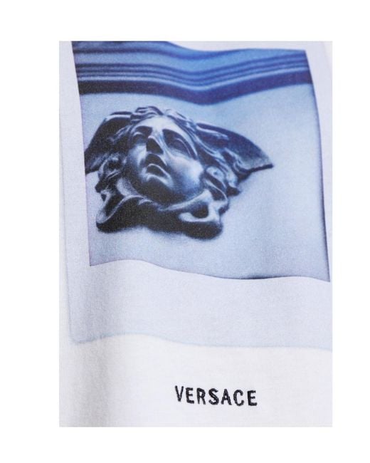 Versace Blue Medusa Printed Crewneck T-Shirt for men