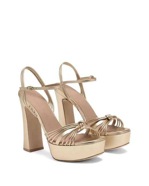 Malone Souliers Metallic Lucille Leather Platform Sandals