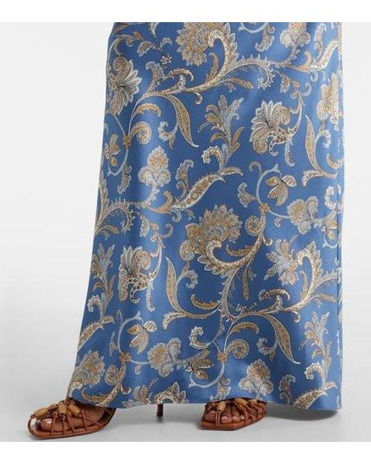 Veronica Beard Blue Ember Printed Silk-Blend Maxi Dress