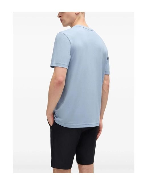 Boss Blue Logo-Print T-Shirt for men