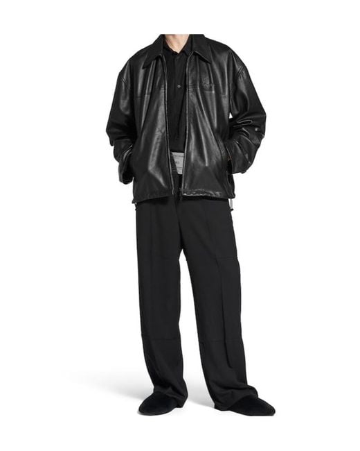 Balenciaga Black Nano Bb Zipped Leather Jacket for men