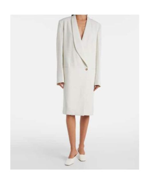 Calvin Klein White Evelyn Double-Breasted Wool Coat