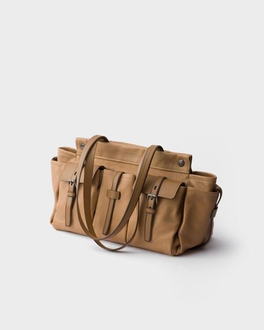 Prada Brown Route Large Leather Tote Bag