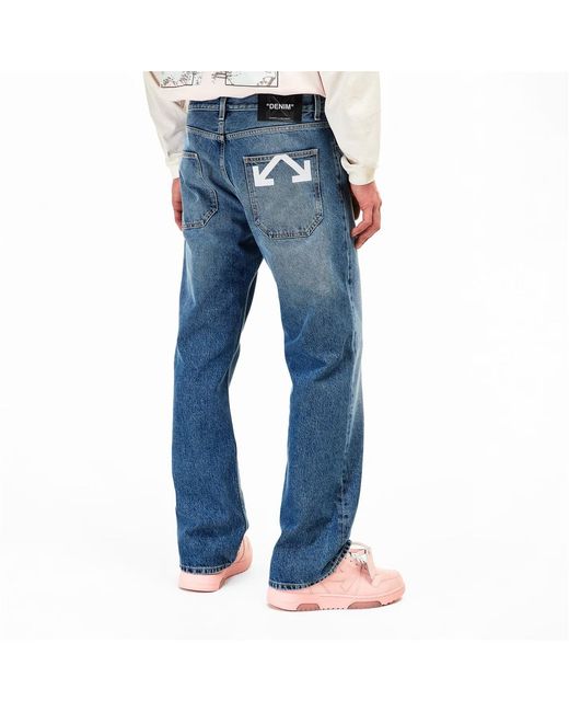 Off-White c/o Virgil Abloh Blue Half Arrow Straight Leg Jeans for men
