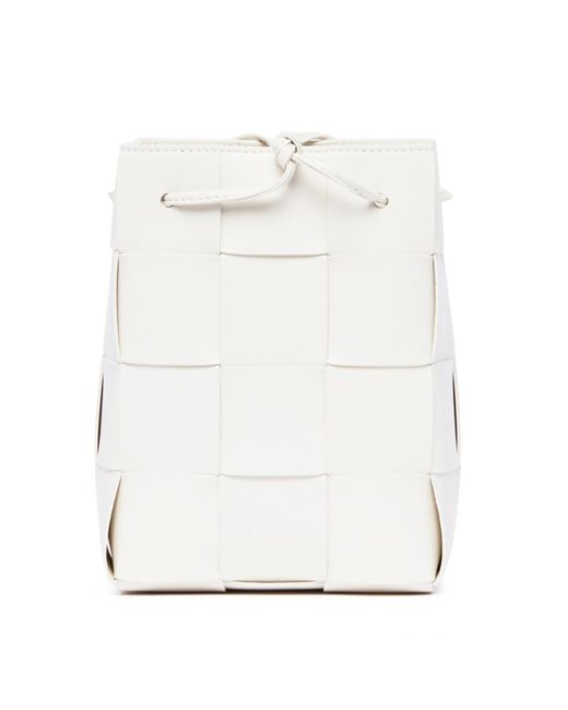 Bottega Veneta White Small Cassette Shoulder Bag