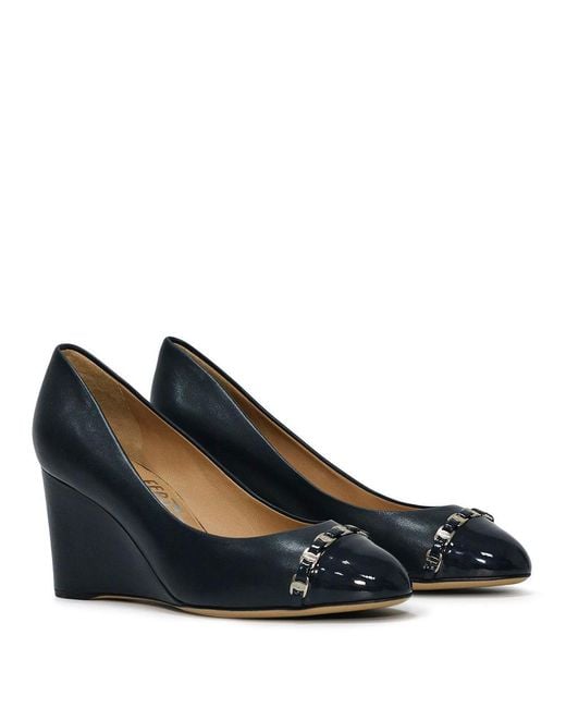 Ferragamo Blue Round Head Heels