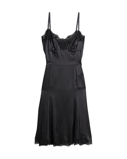 Dolce & Gabbana Black Solid Color Lace Cami Dress
