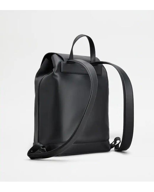 Tod's Black Medium T Timeless Logo Plaque Backpack for men