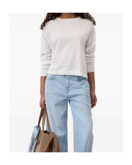 Closed White Crew-Neck Long-Sleeves Sweatshirt