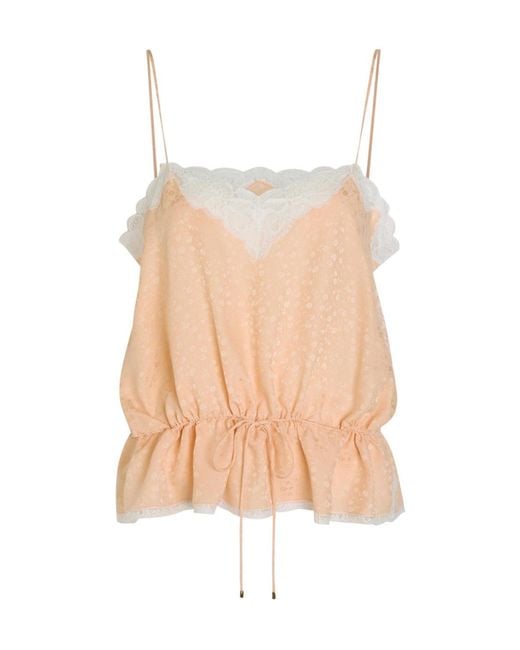 Chloé Natural Flower Trimmed Top