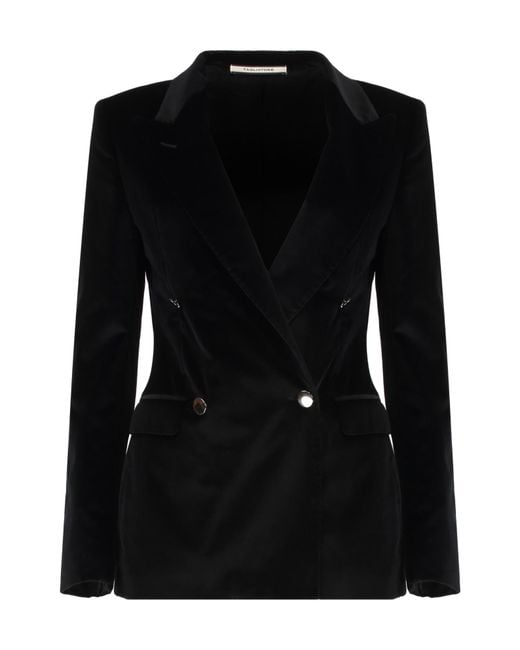 Tagliatore Black Double-Breasted Velvet Jacket