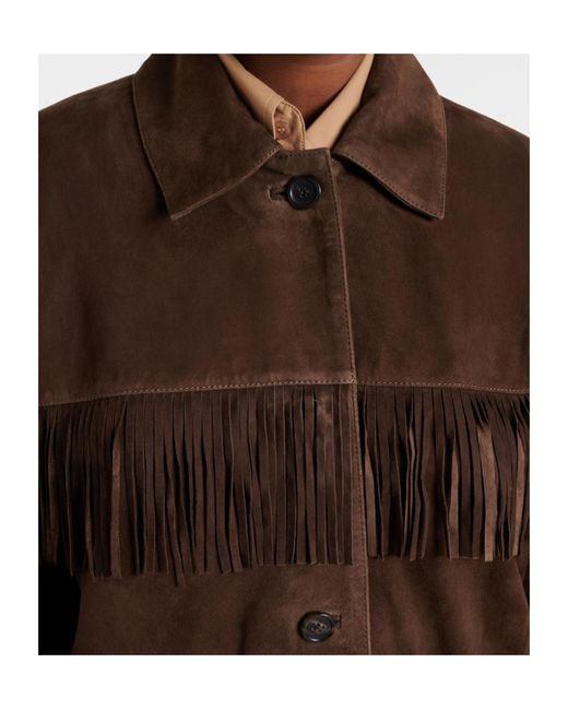 Nili Lotan Brown Foudre Fringed Suede Jacket