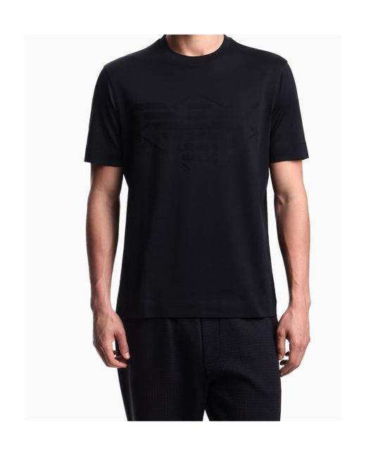 Emporio Armani Black Crew-Neck Cotton T-Shirt for men