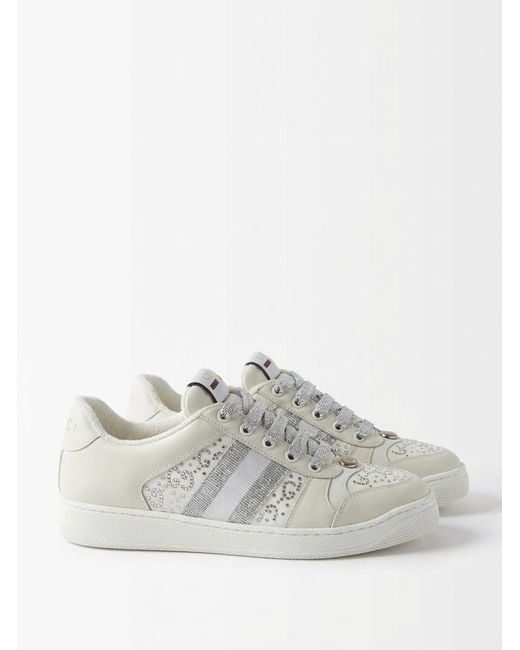 Gucci White Screener Sneakers