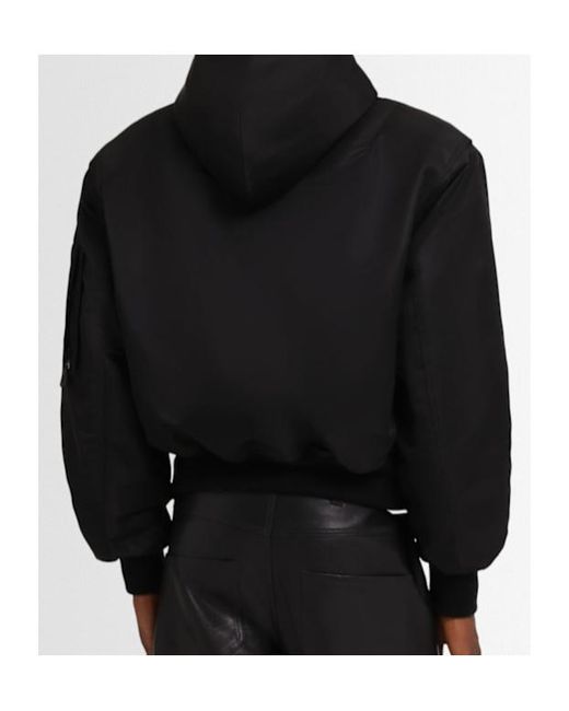 Entire studios Black Hooded Broad Bomber Jacket for men
