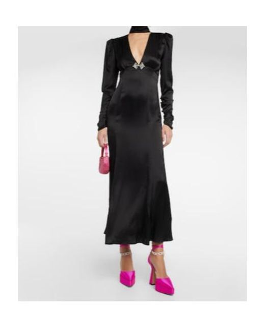 Mach & Mach Pink Bow Chain Embellished Satin Platform Pumps