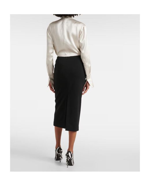 Magda Butrym Black Floral-Applique Midi Skirt