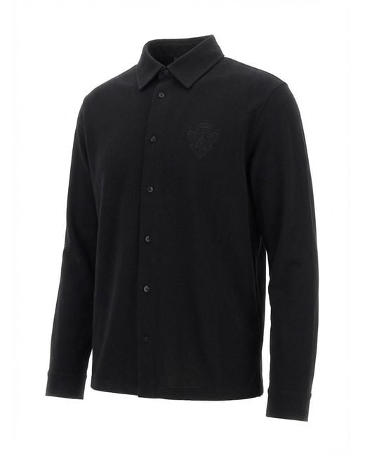 Gucci Black Cotton Piquet Shirt With Embroidery for men