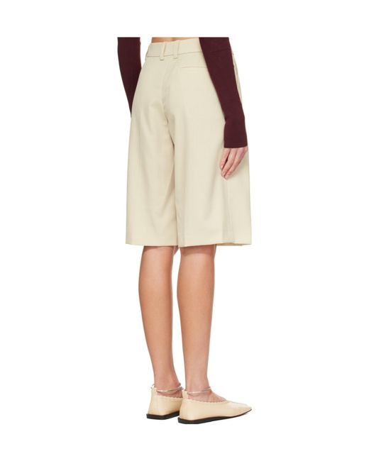 Frankie Shop Natural Bilbao Pleated Bermuda Shorts