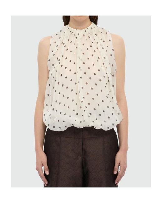 MSGM White Polka Dot Sleeveless Blouse