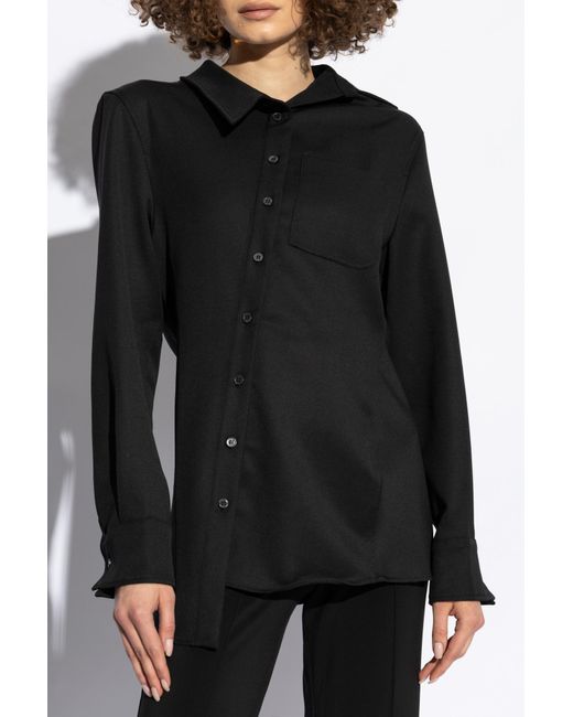 Jacquemus Black Asymmetric Button-Up Shirt