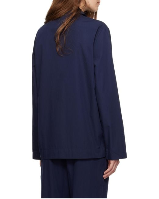 Tekla Blue Long Sleeved Pyjama Shirt for men