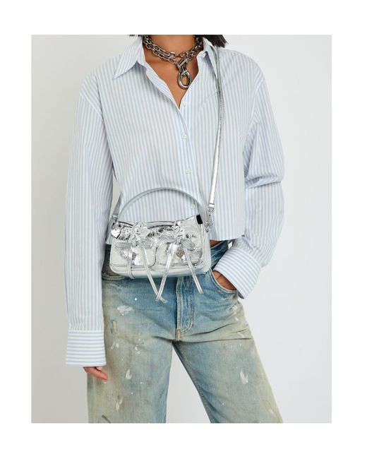 Acne Multipocket Micro Metallic Leather Top Handle Bag