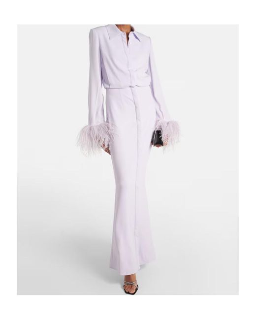Roland Mouret Purple Embellished Satin Crêpe Gown