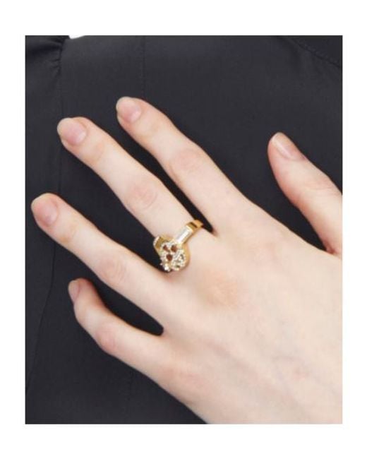McQueen Metallic Pavé Skull Ring