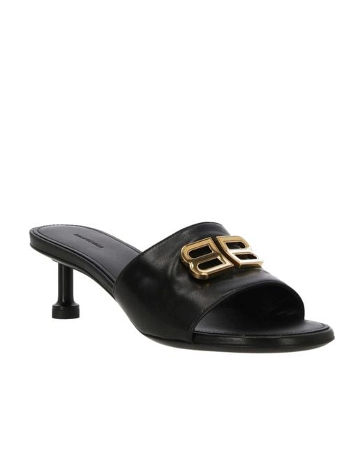 Balenciaga Black Bb Plaque Open-Toe Sandals