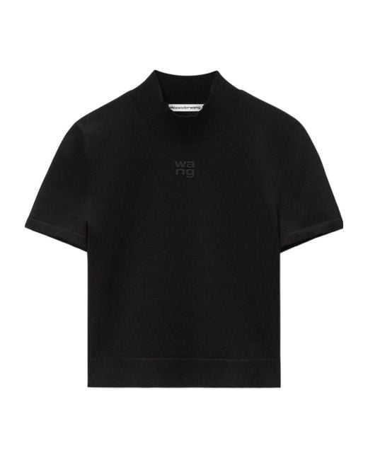 Alexander Wang Black T By Mock-Neck Short-Sleeved Top
